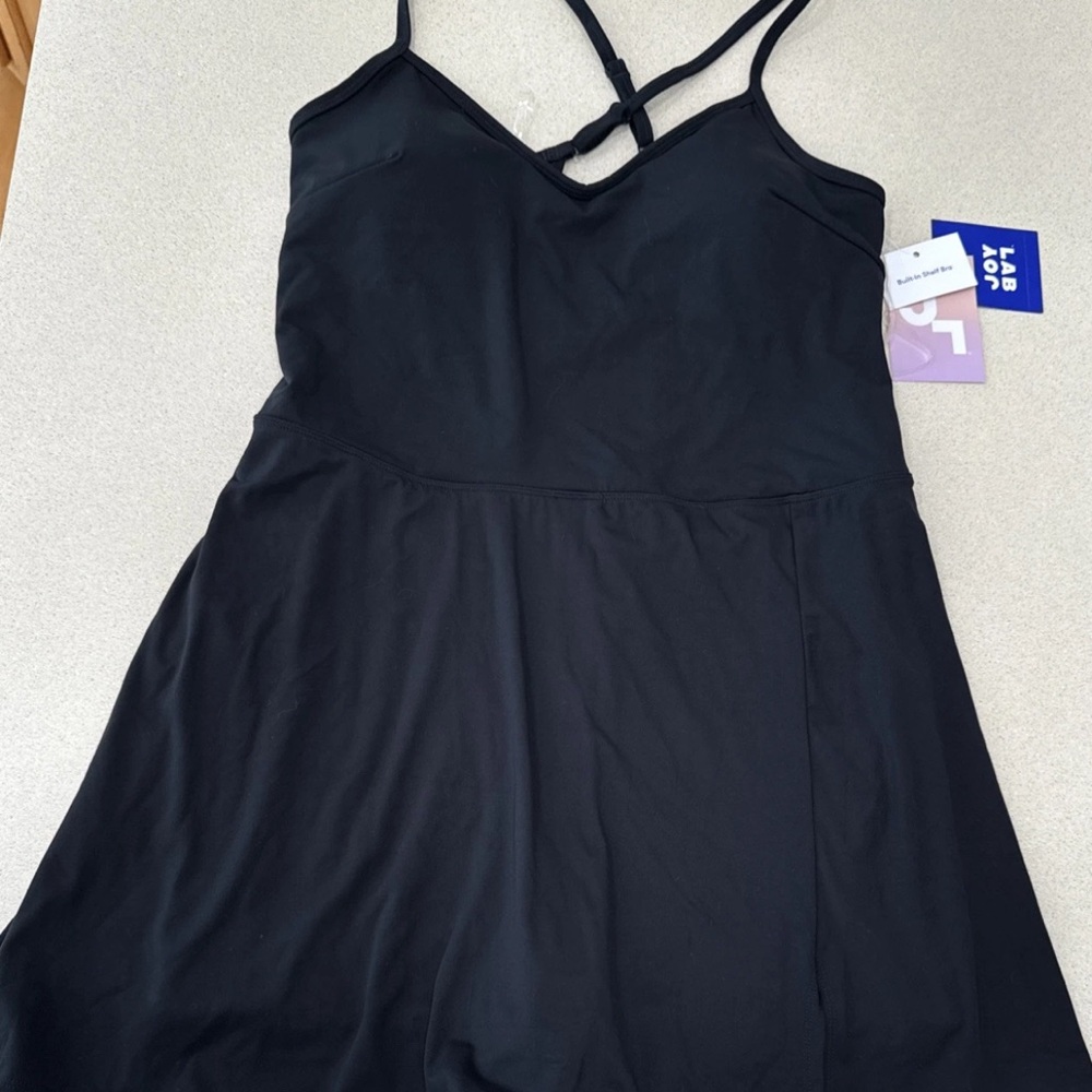 JoyLab Black active Dress built in bra & shorts size large
